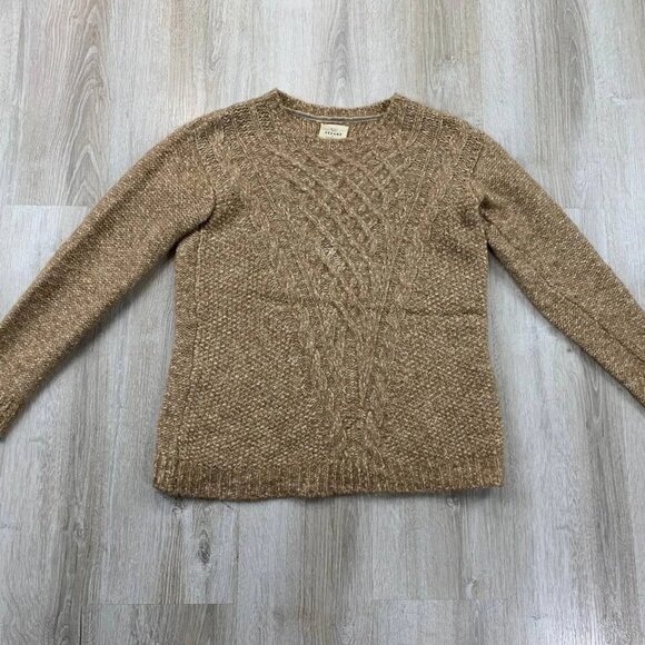 Sezane Sweaters - Sezane Cable Knit Crewneck Sweater in Camel Brown